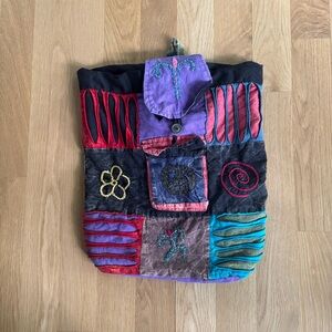 Rising International boho colorful patchwork backpack